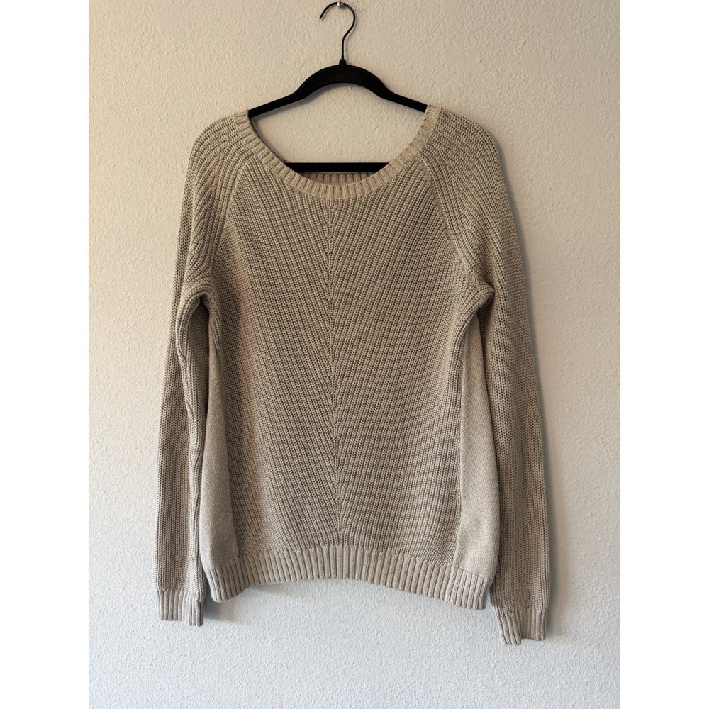 Banana Republic Tan Metallic Textured Scoop Neck Sweater Size Medium‎
